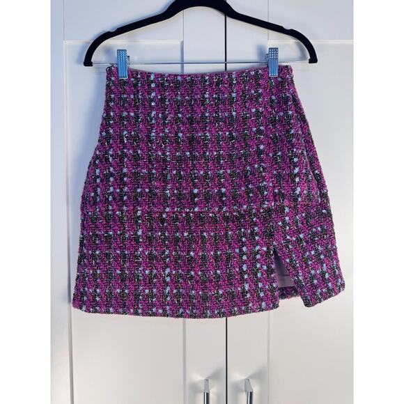 MOTF Dresses & Skirts - MOTF Tweed Mini Skirt Pink Multicolor Textured High Waist Preppy Chic Size S